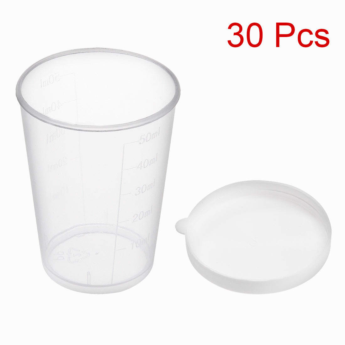 uxcell Uxcell Kitchen Laboratory 50mL Plastic Measuring Cup 30pcs w Cap