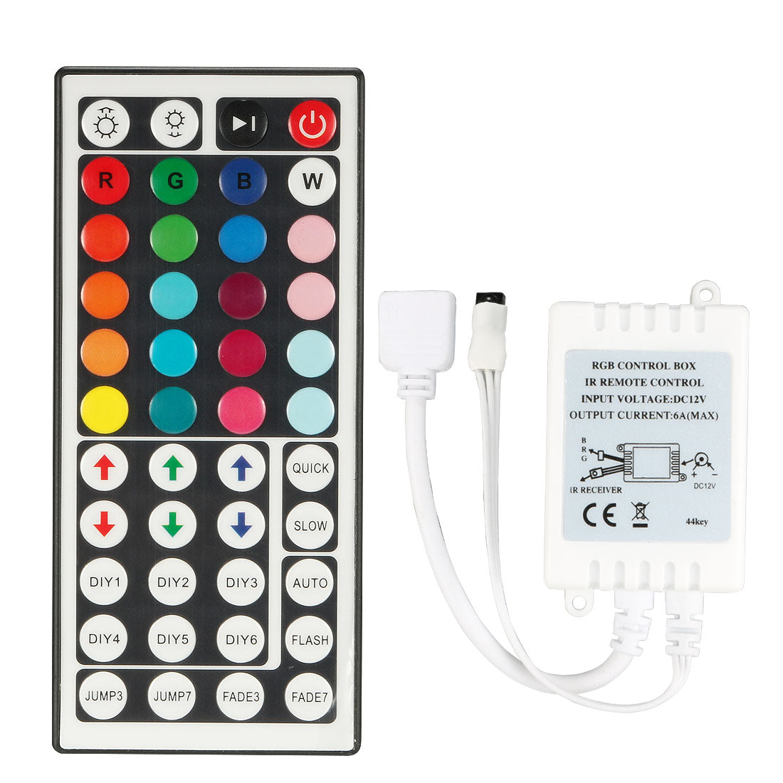 uxcell Uxcell DC 12V IR Remote Controller 44 Keys Mini Wireless Dimmer Control for 5050 3528 RGB LED Light Strip