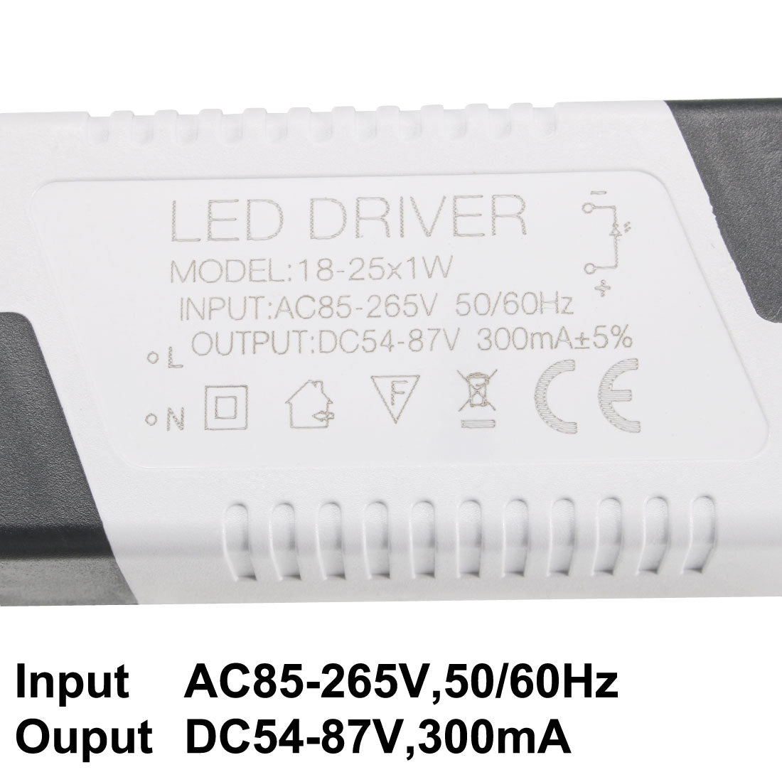 uxcell Uxcell 18-25W Constant Current 300mA High Power LED Driver AC 85-265V Output 54-87V DC Connector External Power Supply LED Ceiling Lamp Rectifier Transformer