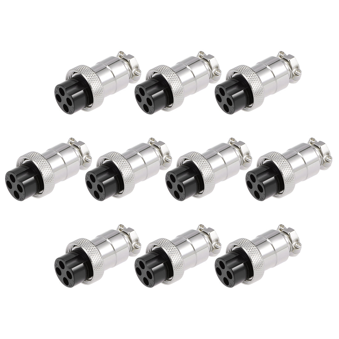 uxcell Uxcell 10PCS Aviation Connector 16mm 4P 5A 125V DF16 Waterproof Female Wire Panel Power Chassis Metal Fittings Connector Aviation Silver Tone