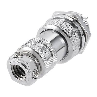 Harfington Uxcell Aviation Connector 20mm 3Terminal 20 A 250 V M20-3 Waterproof Male Wire Panel Power Chassis Metal Fittings Connector Aviation Silver Tone