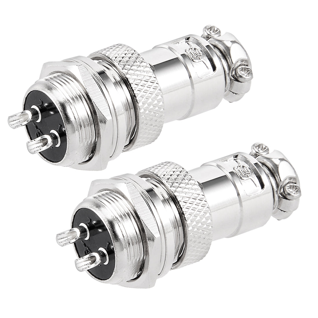 uxcell Uxcell Aviation Connector, 16mm 2Terminals 7A 125V 16M-2 Waterproof Male Wire Panel Power Chassis Metal Fittings Connector Aviation Silver Tone 2PCS