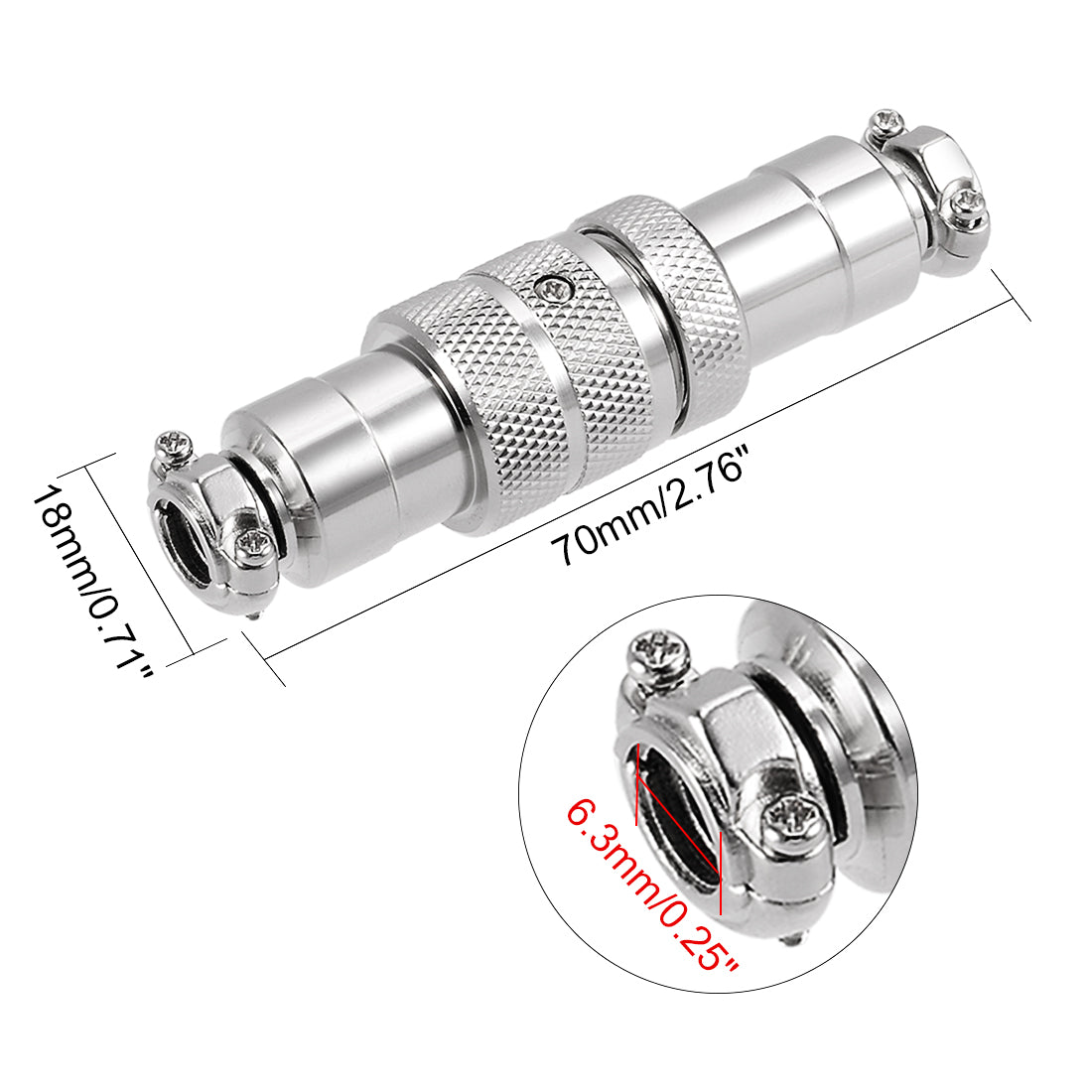 uxcell Uxcell Aviation Connector, 16mm 4Terminals 5A 125V GX16-4 Waterproof Male Wire Panel Power Chassis Metal Fittings Connector Aviation Silver Tone