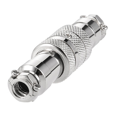 Harfington Uxcell Aviation Connector, 16mm 4Terminals 5A 125V GX16-4 Waterproof Male Wire Panel Power Chassis Metal Fittings Connector Aviation Silver Tone