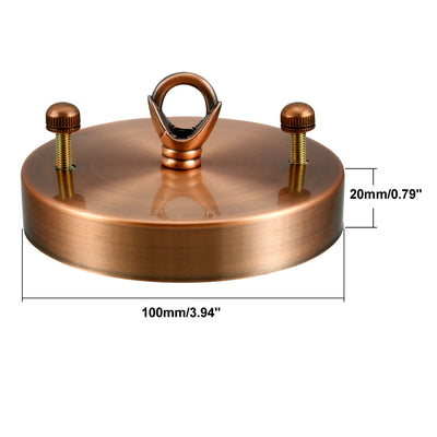 Harfington Uxcell Retro Ceiling Light Plate Pointed Base Chassis Disc Pendant Accessories 100mmx20mm Copper Tone w Screw 3pcs