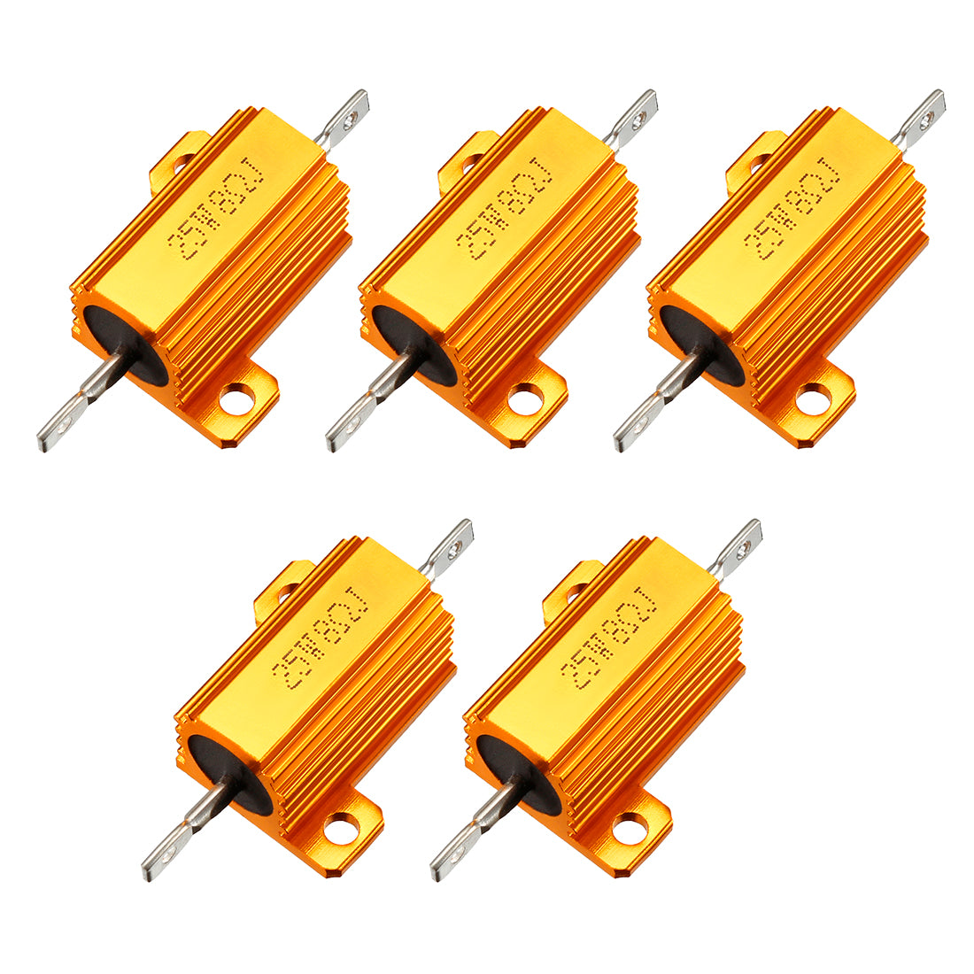 uxcell Uxcell 25W 8 Ohm 5% Aluminum Housing Resistor Screw  Chassis Mounted Aluminum Case Wirewound Resistor Load Resistors Gold Tone 5 Pcs