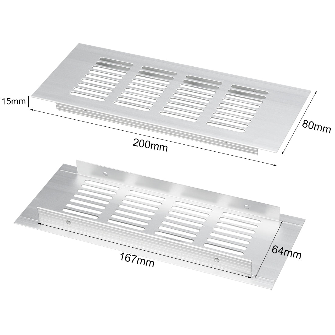 uxcell Uxcell 200mmx80mm, Ventilation Grille, Aluminum Alloy Air Vent Louvered Grill Cover 2pcs