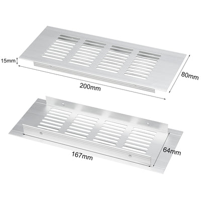 Harfington Uxcell 200mmx80mm, Ventilation Grille, Aluminum Alloy Air Vent Louvered Grill Cover 2pcs