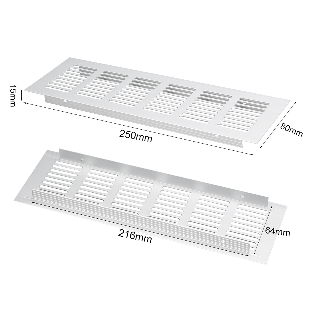 uxcell Uxcell 250mmx80mm, Ventilation Grille, Aluminum Alloy Air Vent Louvered Grill Cover 2pcs