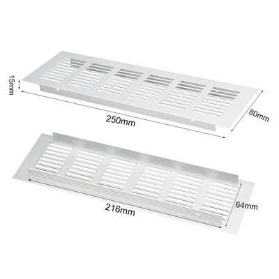 Harfington Uxcell 250mmx80mm, Ventilation Grille, Aluminum Alloy Air Vent Louvered Grill Cover 2pcs