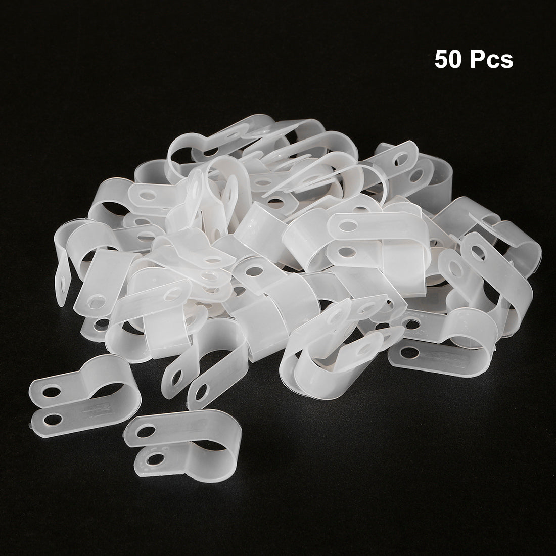 uxcell Uxcell 50Pcs Nylon R-type Cable Clamp Organizer Cord Clips for Wire Management 10.4mm White