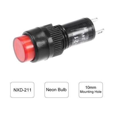 Harfington Uxcell Indicator Lights DC 24V, NXD-215 Red Neon Bulb, Flush Panel Mount 5/16" 8mm, 10Pcs