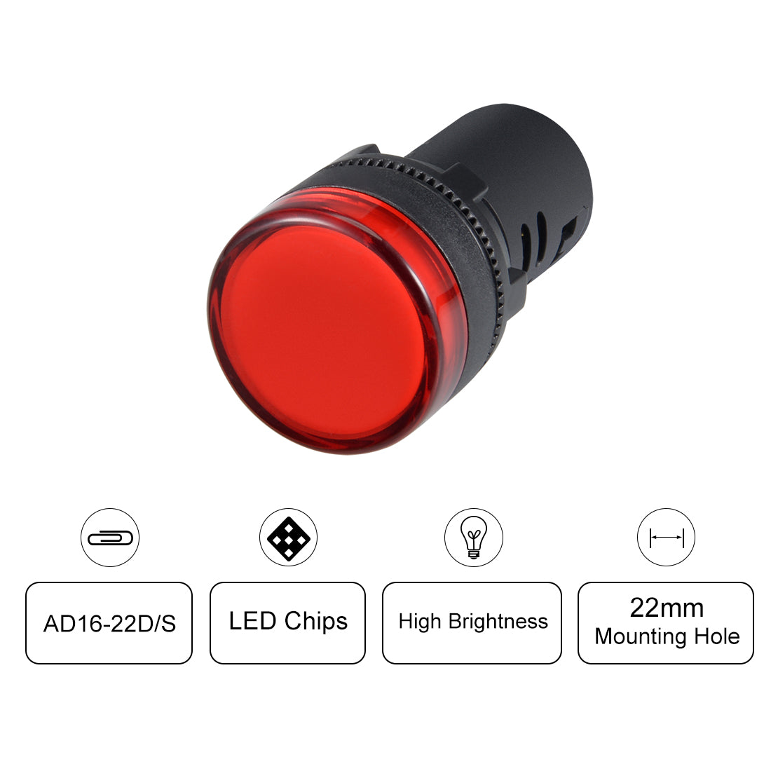 Uxcell Uxcell 2Pcs AC 380V Indicator Lights, Red LED, Flush Panel Mount 7/8" 22mm