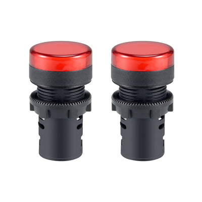 Harfington Uxcell 2Pcs AC 380V Indicator Lights, Red LED, Flush Panel Mount 7/8" 22mm