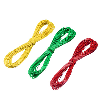 Harfington Uxcell 3 Pcs Wrapping Wire Tin Plated Copper Wire P/N 30AWG 6M Length Red Green Yellow