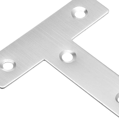 Harfington Uxcell Flat T Shape Repair Mending Plate, 60mmx60mm, Stainless steel Joining Bracket Support Brace, 5 pcs