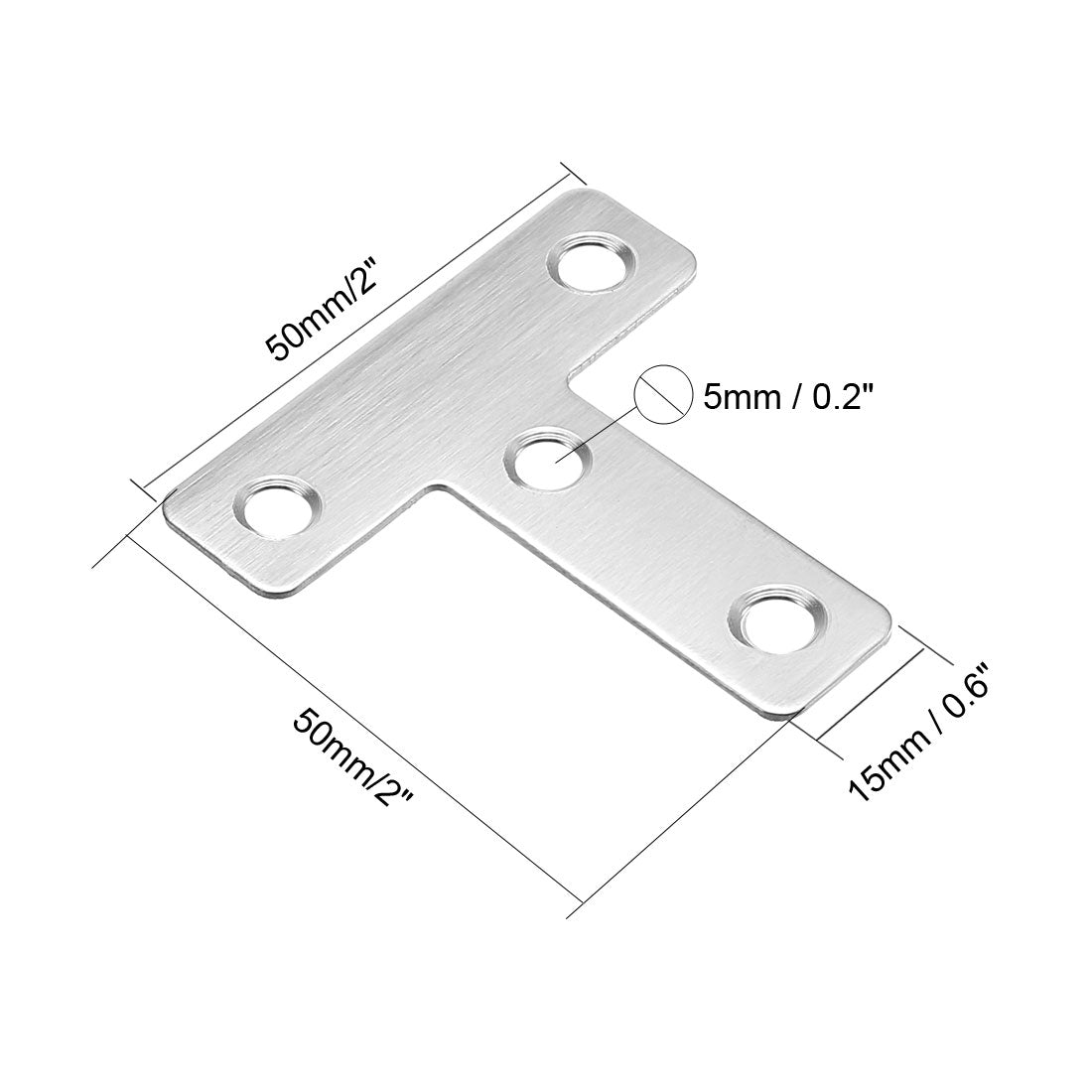 uxcell Uxcell Flat T Shape Repair Mending Plate, 50mmx50mm, Stainless steel Joining Bracket Support Brace, 12 pcs