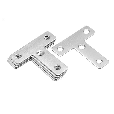 Harfington Uxcell Flat T Shape Repair Mending Plate, 50mmx50mm, Stainless steel Joining Bracket Support Brace, 5 pcs