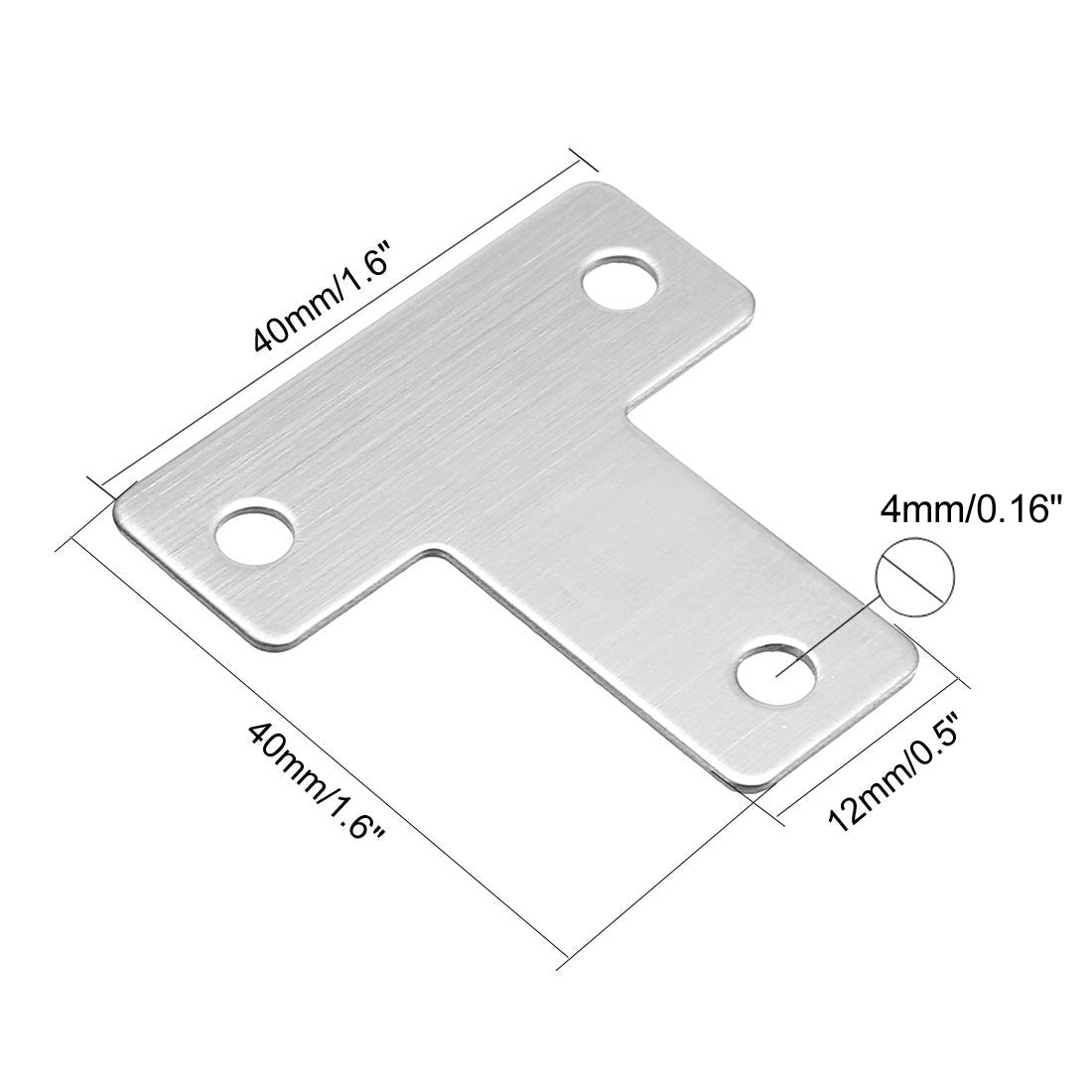 uxcell Uxcell Flat T Shape Repair Mending Plate, 43mmx43mm, Stainless Steel Joining Bracket Support Brace, 20 Pcs