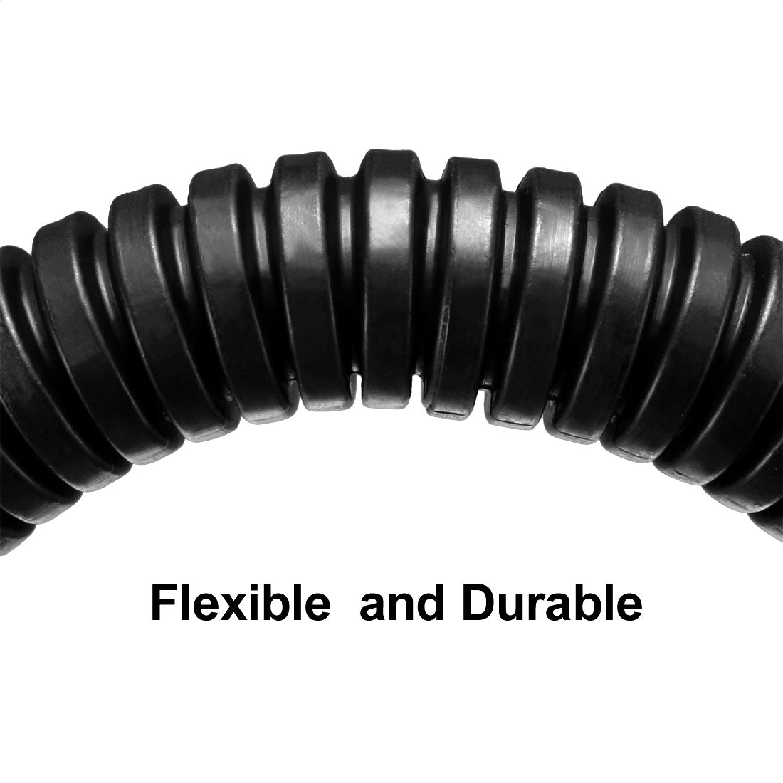 uxcell Uxcell 12.5 M 6.5 x 10 mm PP Flexible Corrugated Conduit Tube for Garden,Office Black