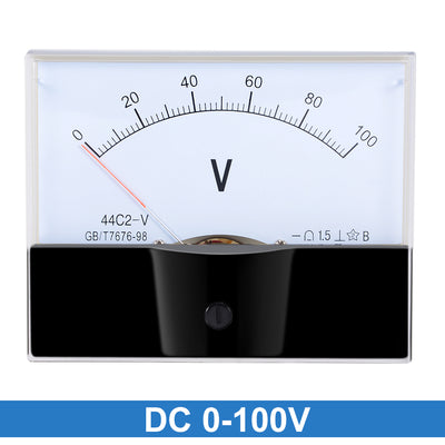 Harfington Uxcell DC 0-100V Analog Panel Voltage Gauge Volt Meter 44C2 1.5% Error Margin