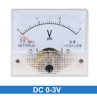Harfington Uxcell DC 0-3V Analog Panel Voltage Gauge Volt Meter 85C1 2.5% Error Margin