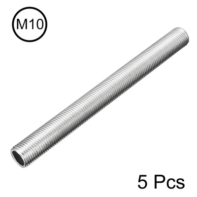 Harfington Uxcell Zinc Plated Lamp Pipe Nipple M10x1 100mm Length 1mm Pitch All Threaded 5Pcs