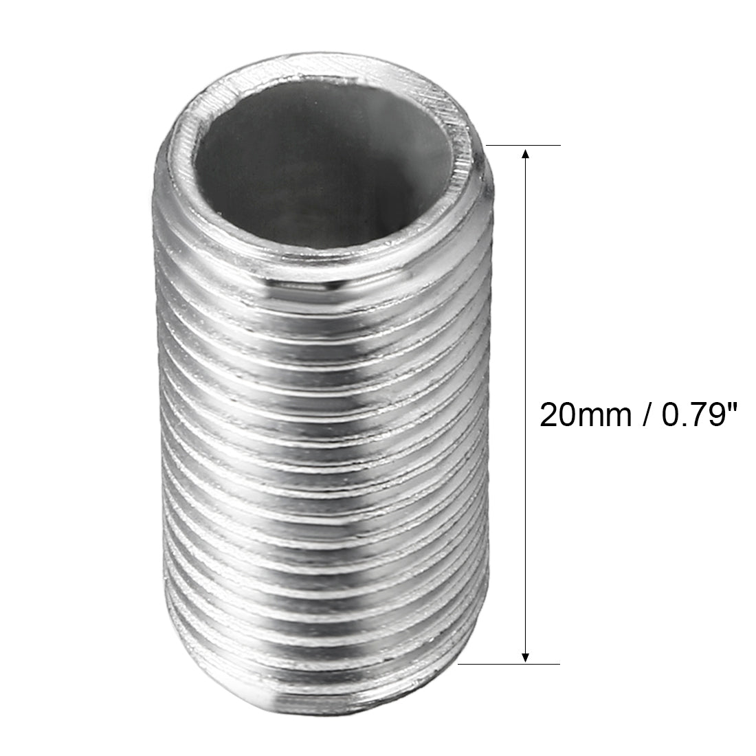 uxcell Uxcell Zinc Plated Lamp Pipe Nipple M10 20mm Length 1mm Pitch All Threaded 10Pcs