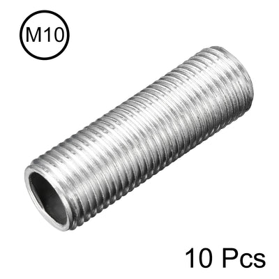 Harfington Uxcell Zinc Plated Lamp Pipe Nipple M10 30mm Length 1mm Pitch All Threaded 10Pcs
