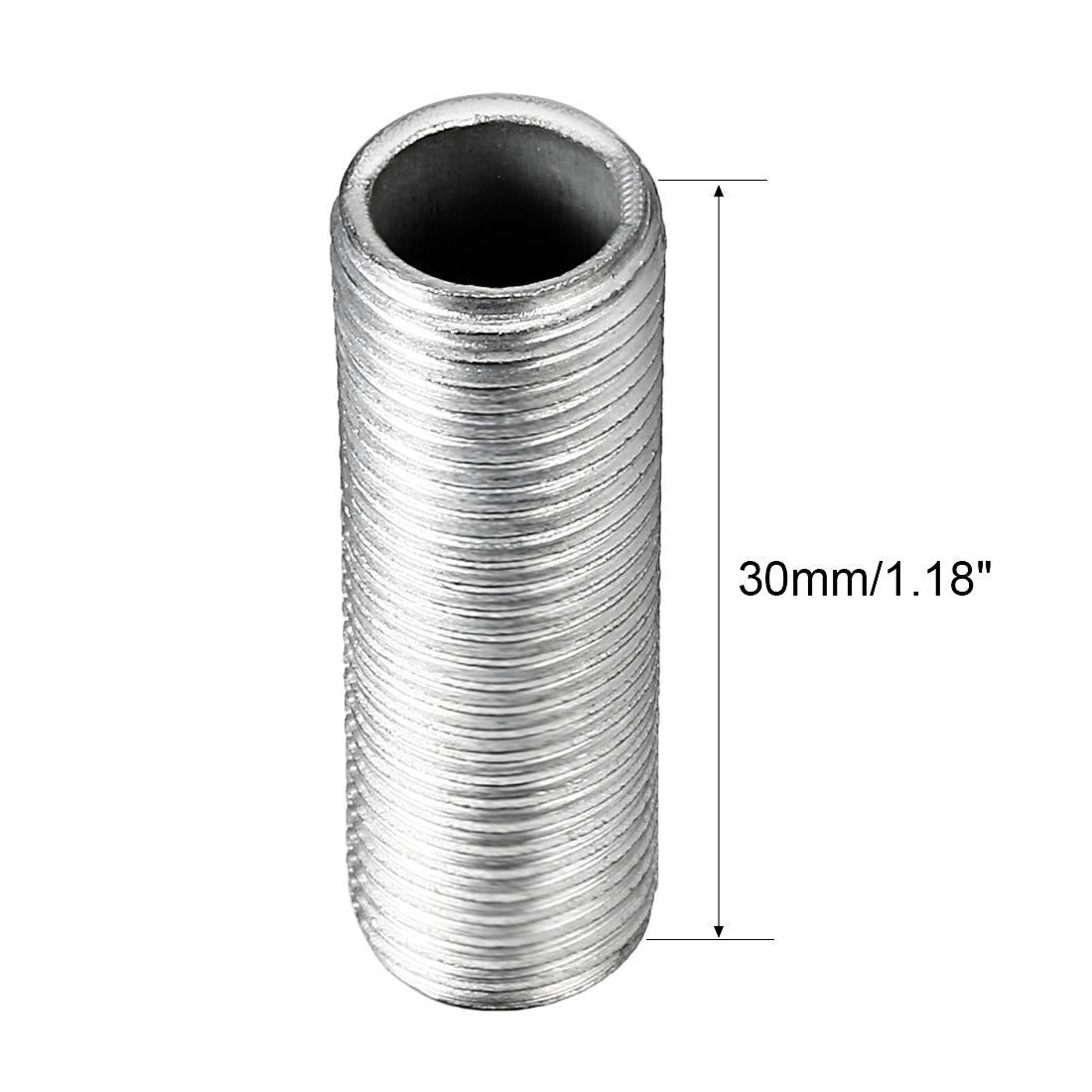 uxcell Uxcell Zinc Plated Lamp Pipe Nipple M10 30mm Length 1mm Pitch All Threaded 10Pcs