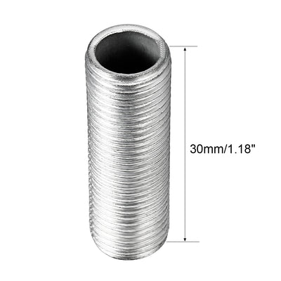 Harfington Uxcell Zinc Plated Lamp Pipe Nipple M10 30mm Length 1mm Pitch All Threaded 10Pcs