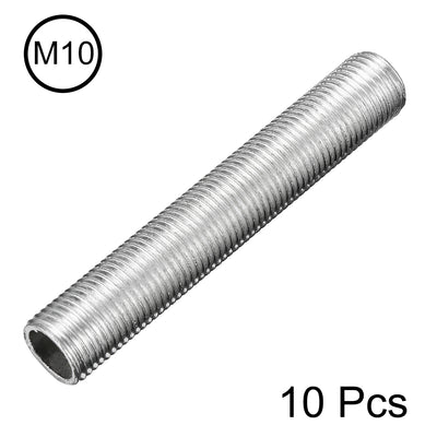 Harfington Uxcell Zinc Plated Lamp Pipe Nipple M10 60mm Length 1mm Pitch All Threaded 10Pcs