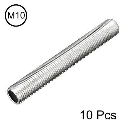 Harfington Uxcell Zinc Plated Lamp Pipe Nipple M10 70mm Length 1mm Pitch All Threaded 10Pcs
