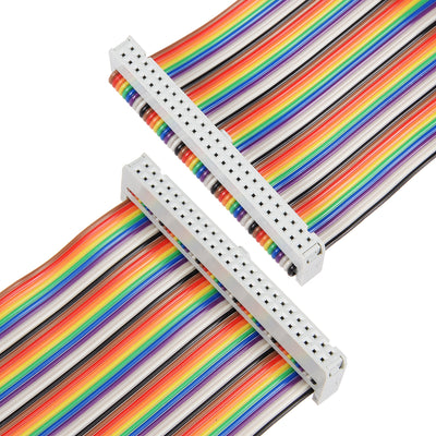 Harfington Uxcell IDC 50 Pins Wire Flat Multicolored Flexible Rainbow Ribbon Jumper Cable 30cm 2.54mm Pitch,1pcs