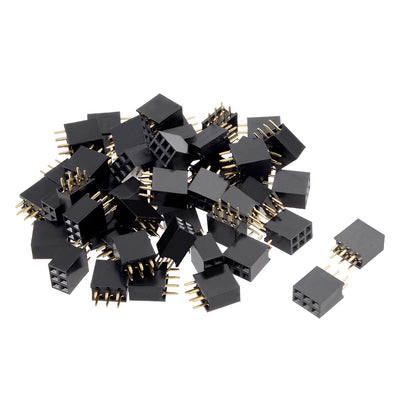 uxcell Uxcell 50Pcs 2.54mm Pitch 2x3-Pin Double Row Straight Connector Female Pin Header Strip PCB Board Socket