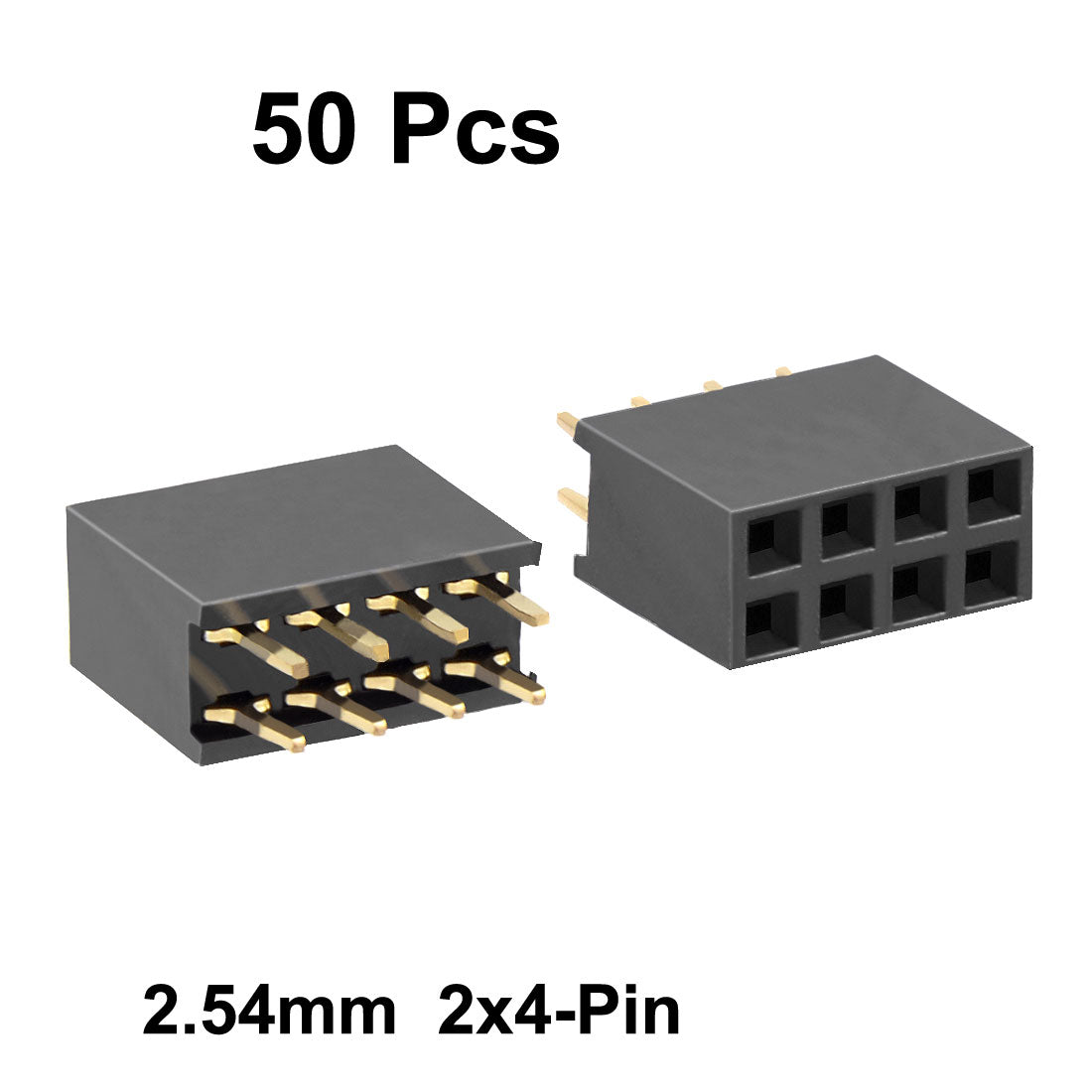 uxcell Uxcell 50Pcs 2.54mm Pitch 2x4-Pin Double Row Straight Connector Female Pin Header Strip PCB Board Socket