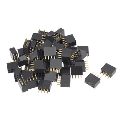 Harfington Uxcell 50Pcs 2.54mm Pitch 2x4-Pin Double Row Straight Connector Female Pin Header Strip PCB Board Socket