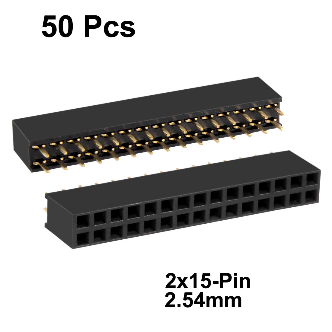 uxcell Uxcell 50Pcs 2.54mm Pitch 2x15-Pin Double Row Straight Connector Female Pin Header Strip PCB Board Socket