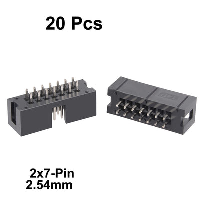 Harfington Uxcell 20Pcs 2.54mm Pitch 2x7-Pin Double Row Straight Box Header Connector PCB Board Socket
