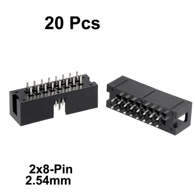 Harfington Uxcell 20Pcs 2.54mm Pitch 2x8-Pin Double Row Straight Connector Female Pin Header Strip PCB Board Socket