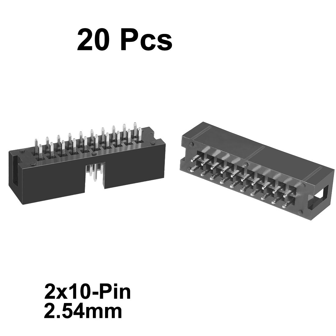 uxcell Uxcell 20Pcs 2.54mm Pitch 2x10-Pin Double Row Straight Box Header Connector PCB Board Socket