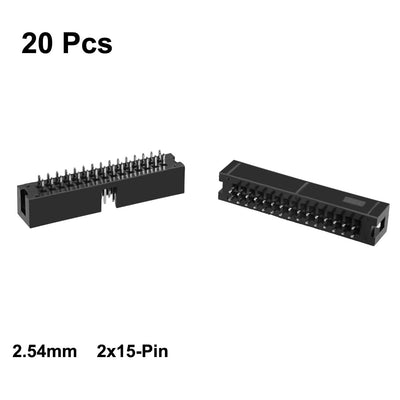 Harfington Uxcell 20Pcs 2.54mm Pitch 2x15-Pin Double Row Straight Box Header Connector PCB Board Socket