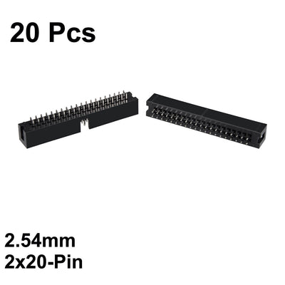 Harfington Uxcell 20Pcs 2.54mm Pitch 2x20-Pin Double Row Straight Connector Female Pin Header Strip PCB Board Socket