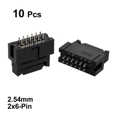 Harfington Uxcell 10Pcs 2.54mm Pitch 2x6-Pin Double Row Straight Box Header Connector PCB Board Socket