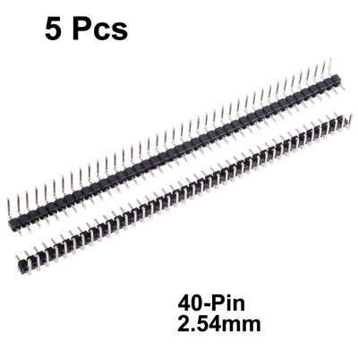 Harfington Uxcell 5Pcs 2.54mm Pitch 40P Single Row Curved Connector Pin Header Strip for Arduino Prototype Shield