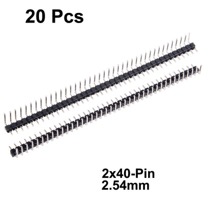 Harfington Uxcell 20Pcs 2.54mm Pitch 40P Single Row Curved Connector Pin Header Strip for Arduino Prototype Shield