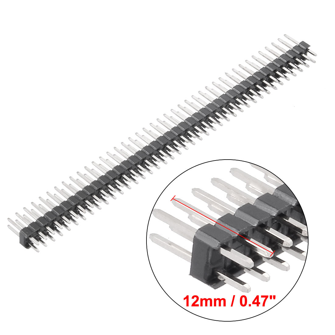uxcell Uxcell 20Pcs 2.54mm Pitch 40-Pin 12mm Length Double Row Straight Connector Pin Header Strip for Arduino Prototype Shield
