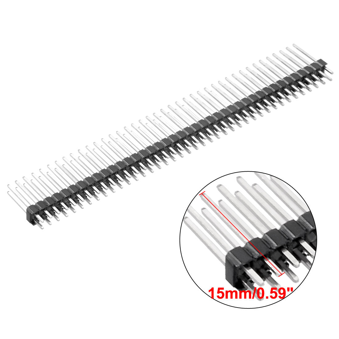uxcell Uxcell 5Pcs 2.54mm Pitch 40-Pin 15mm Length Double Row Straight Connector Pin Header Strip for Arduino Prototype Shield