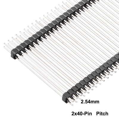 Harfington Uxcell 10Pcs 2.54mm Pitch 40Pin 40mm Length Double Row Straight Connector Pin Header Strip for Arduino Prototype Shield
