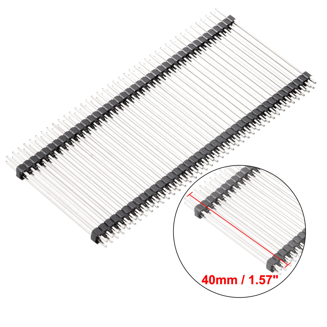 uxcell Uxcell 10Pcs 2.54mm Pitch 40Pin 40mm Length Double Row Straight Connector Pin Header Strip for Arduino Prototype Shield